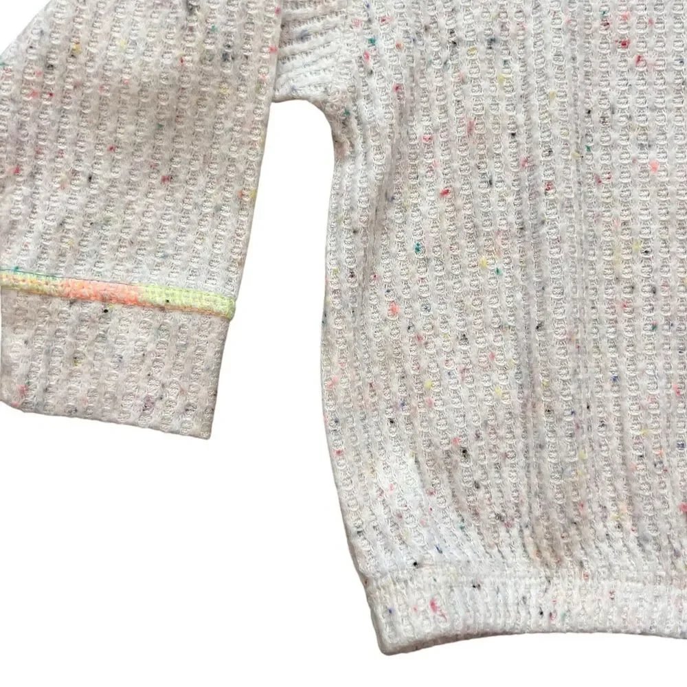 Old Navy Sweater Girls Size 3T Cream Speckled Pastel Details Waffle Knit‎